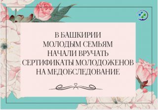 В Башкирии молодым семьям начали вручать сертификаты на медобследование
