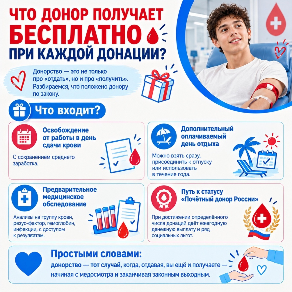 Что донор получает бесплатно при каждой донации?