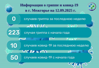 Информация о гриппе и ковид-19 в г. Межгорье на 12.09.2025 г