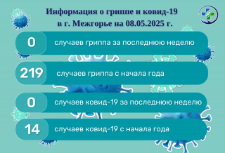 Информация о гриппе и ковид-19 в г. Межгорье на 08.05.2025 г.